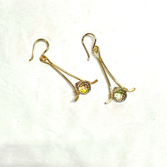 HANDMADE Faceted Austrian Crystal Hand Wrapped Earrings, Artisan Jewelry Gift - Picture 8 of 10